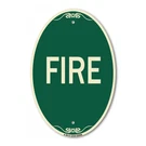 Signmission Designer Series - Fire 12" X 18" Green & Tan Aluminum Oval. Fixed Price $44.99.
