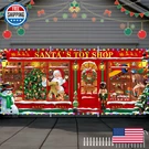 Tatuo 16X7FT Christmas Garage Door Decoration Led Light Santas Shop. Fixed Price $65.96.