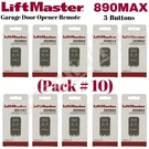 Liftmaster 890MAX Mini Key Chain Garage Door Opener 2.0+SECURITY Pack Of 10. Fixed Price $89.99.