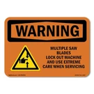 Multiple Saw Blades Lock Out Ansi Warning Sign Metal Plastic Decal. Fixed Price $38.99.